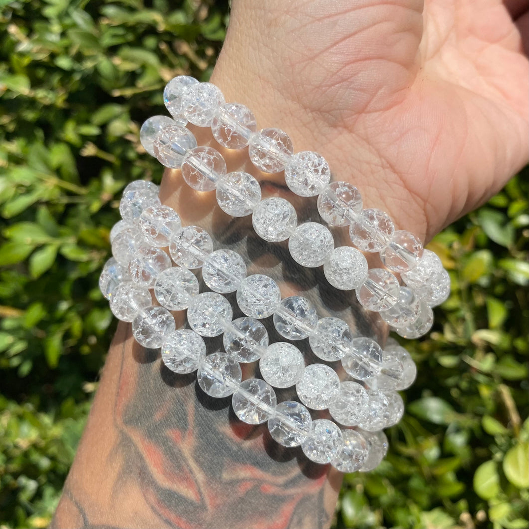 Crackle Quartz Bracelet, 8mm Bead